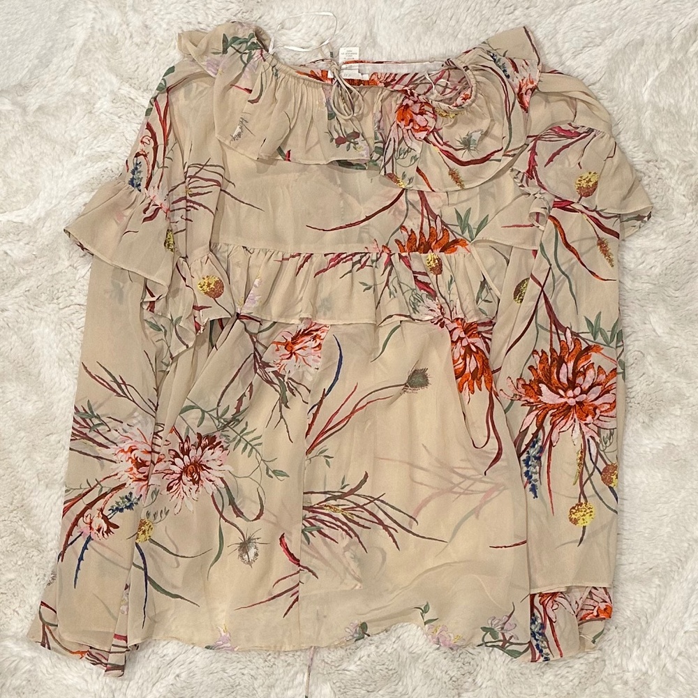 H&M Ruffled Floral Blouse Medium Size - Picture 2 of 2